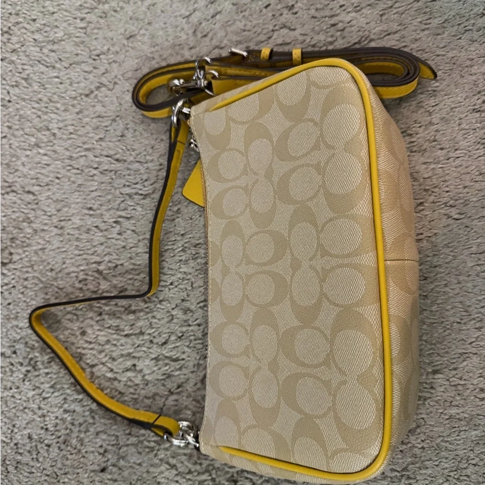 Coach Beige and Yellow Shoulder Bag